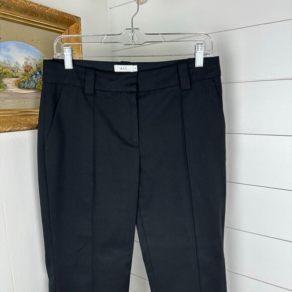A.L.C. Seamed Trouser Pants Bootcut Flare Cotton Stretch Mid Rise Black Size 8 - Picture 3 of 6